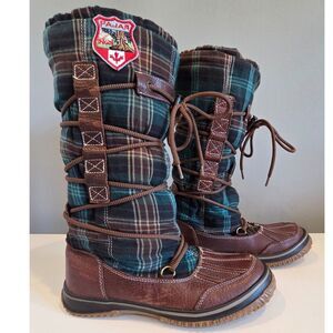 Pajar Canada Womens Highlander Plaid Winter Snow Duck Boots Size 7.5 EU 38 Lined